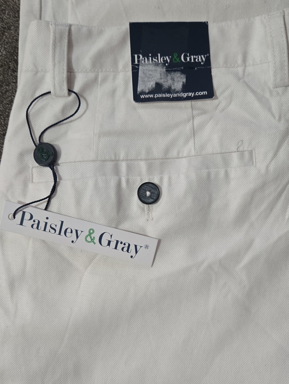 Paisley & Gray Men’s Cream Chinos with Button-Back Pocket